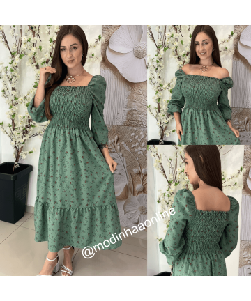 Vestido Florzinha Estampado Verde